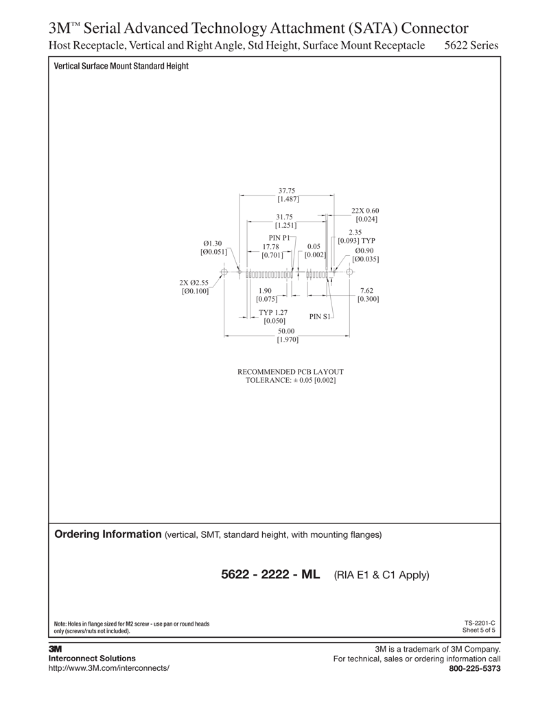 3M™ Serial Advanced Technology Attachment (SATA) Connector, 5622 Series