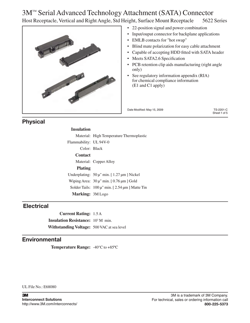 3M™ Serial Advanced Technology Attachment (SATA) Connector, 5622 Series