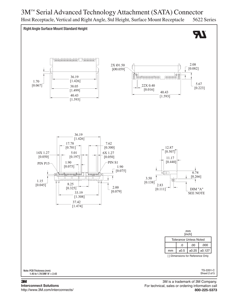 3M™ Serial Advanced Technology Attachment (SATA) Connector, 5622 Series