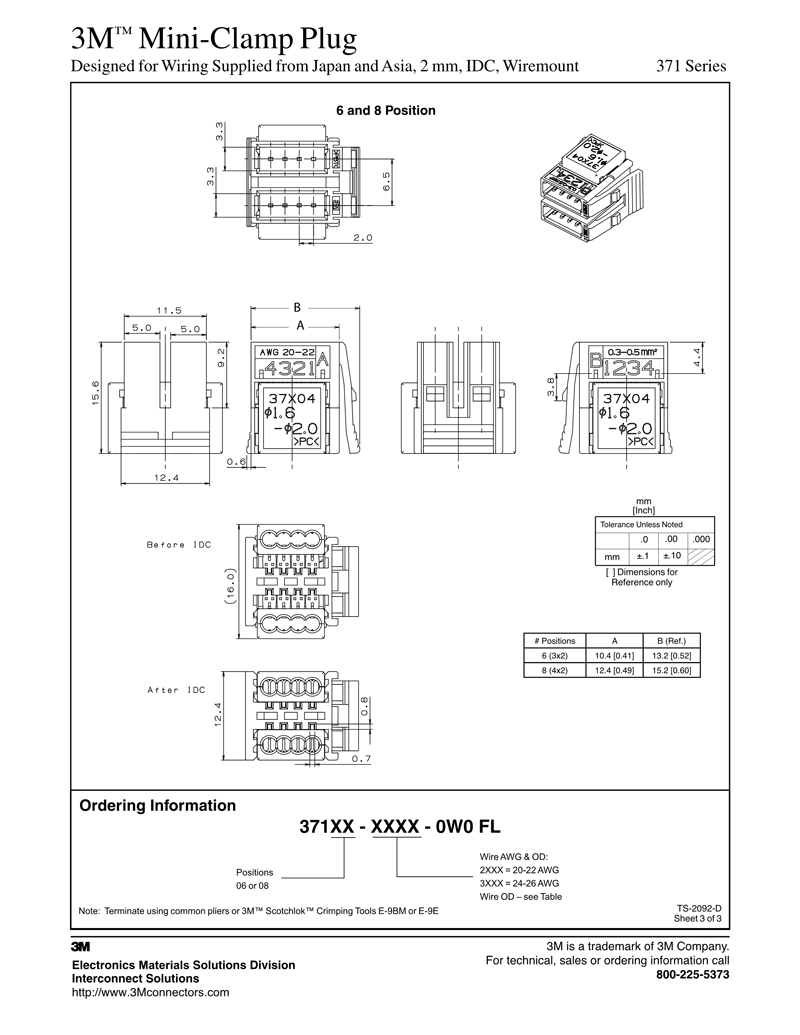 3M™ Mini-Clamp Plug, 371 Series